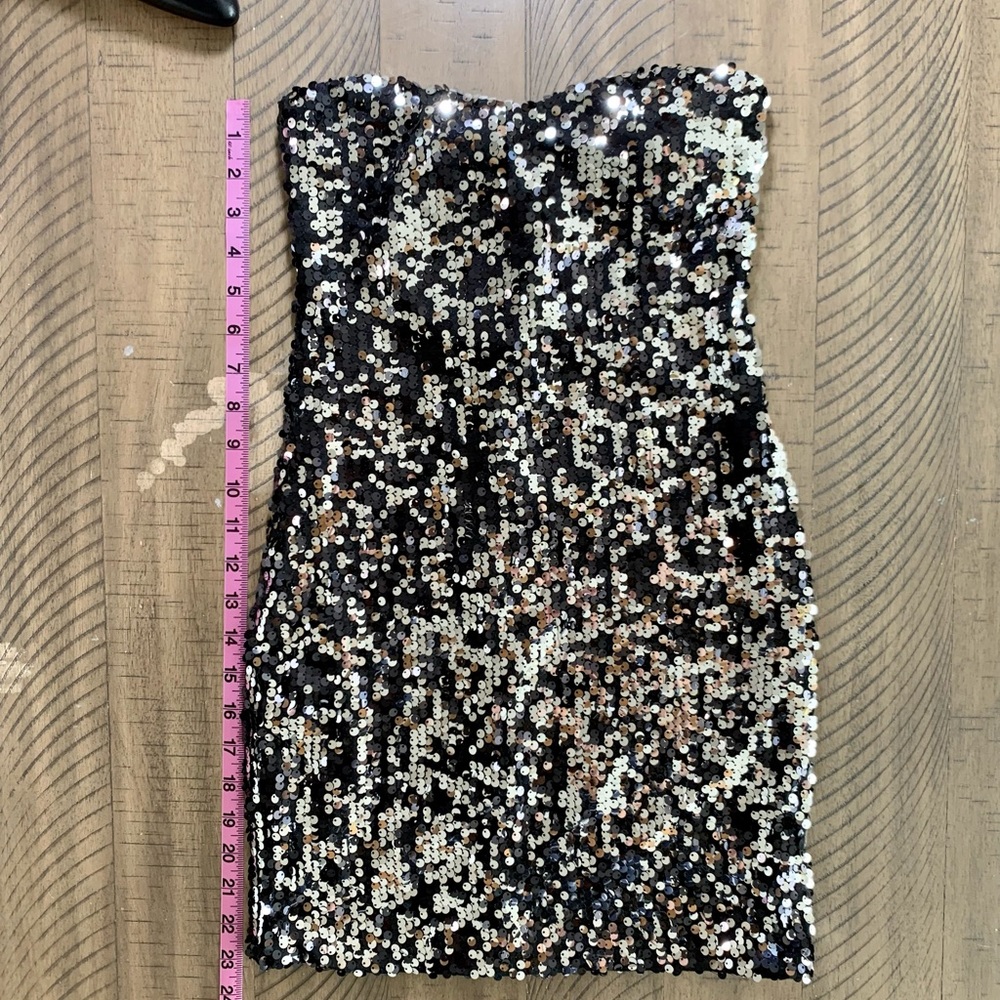 Y2K Sequined Sleeveless Dress Frederick’s of Hollywood size XS silver